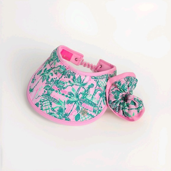 LILLY PULITZER  Ladies Visor Hat and‎ Scrunchie Brand New NO TAG PInk Floral